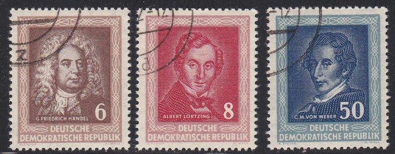 Germany DDR # 100-102, Handel, Lortzing, Weber, Used 1/3 Cat