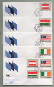 UN New York Scott# 374-389 Member Nation Flags 1982 FDC  (20 First Day Covers)