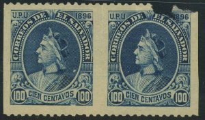 El Salvador #157 Columbus Vertical Imperforate Pair 100c Postage 1896 MH