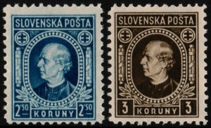 ✔️ SLOVAKIA 1940/ 1942 - ANDREJ HLINKA WM 263 PERF 10½ SC. 56a/57a MNH