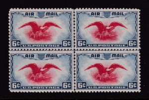 1938 Airmail Sc C23 Eagle & Shield bi-color MNH center line block of 4 (B