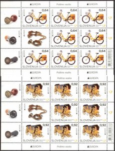 Slovenia 2013 Europa CEPT Mail Vehicles Bicycle Stage Coaches 2 sheets MNH