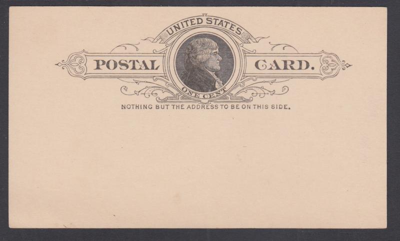 US Sc UX9 mint 1886 1c black Jefferson Postal Card, VF