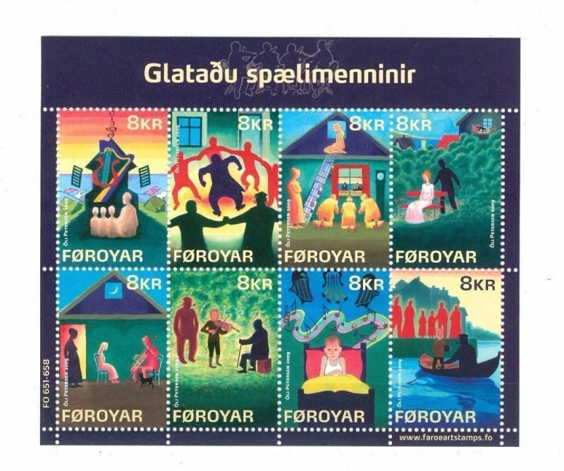 Faroe Islands.1 Souv. Sheet. 2009 Mnh. The Lost Musicians. 8 x 8 Kr