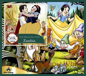 Stamps. Cartoons, Disney, Snow White 2020 year 6 sheets perforated Zambia