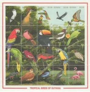 Guyana - 1990 - Tropical Birds -  Sheet Of 20 - MNH