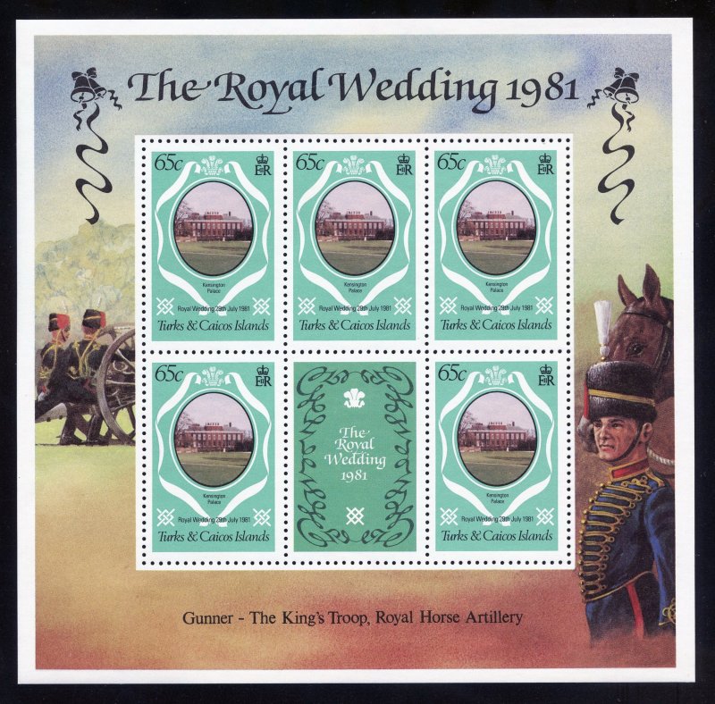 Turks and Caicos 486-88 MLH, Royal Wedding Sheetlets from 1981.