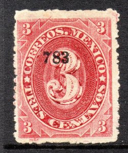 Mexico 1882 Foreign Mail Small Numeral 3¢ Rose Tula Mint MX1