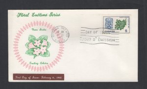 Canada #420 (1965 Nova Scotia Mayflower flower)  FDC Personal cachet unaddressed