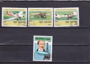 LI02 Cambodia 1993 120 Anniv of the Birth of Alberto Santos-Dumont, Aviator