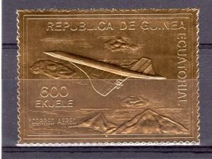 Equatorial Guinea 1976 Concorde (1) Gold perforated Mi.#B1043 MNH