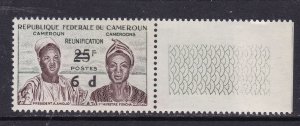 Cameroun Scott 356, 1962 6d on 25F for use in S Cameroun, VF MNH. Scott $150