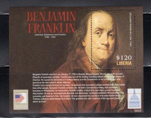 Liberia 2006 $120 Franklin Souvenir Sheet, Scott 2400 MNH, value = $7.50