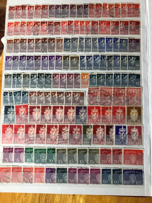 Red Stock Book Full Of Very Old Turkey & Norway Stamps  VERY CLEAN VERY NICE