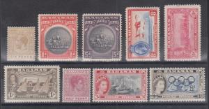 Bahamas Sc 77/202 MLH. 1924-1948 issues, 9 different singles, F-VF