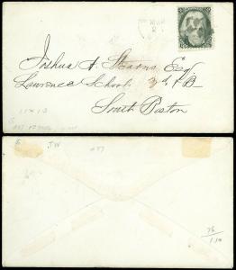 1868c Boston MA CDS, Drop Letter to South Boston, SC #87 SCV $300, Fancy Cancel