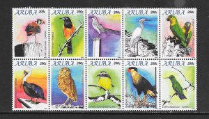 BIRDS- ARUBA #370 BLOCK OF 10 MNH