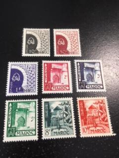 French Morocco sc 248-255 MH+U comp set