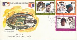 GRENADA 1988 BASEBALL SAN FRANCISCO STADIUM FDC CACHET 