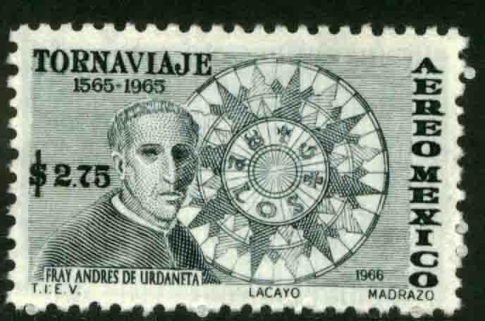 MEXICO C313, 400th Anniv of Return Trip of Fr. Urdaneta MNH