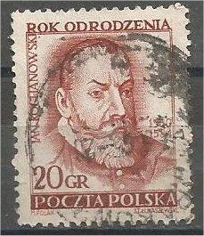 POLAND, 1953, used 20g Kochanowski Scott 592