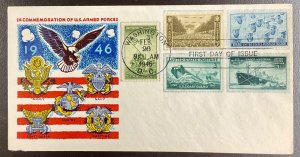 929, 934-36 & 939 Fluegel cachet  Combo Armed Services cover 1946