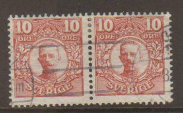 Sweden #80 pair Used Kuongl Postverket watermark