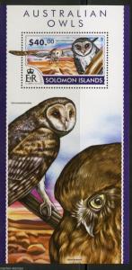 SOLOMON ISLANDS 2015 OWLS SOUVENIR SHEET   MINT NH
