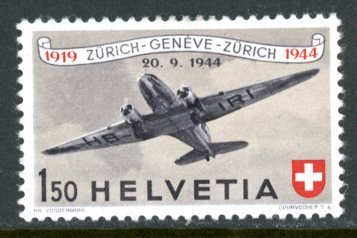 Switzerland C40 mint hinged airmail special flight 1944      (Inv 001619.)