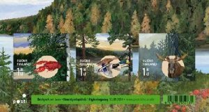 Finland 2010 Autumn nature Ducks Crayfish Moose Lake set in block MNH