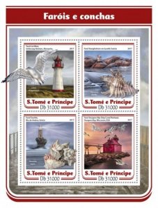 St Thomas - 2017 Lighthouses & Shells - 4 Stamp Sheet - ST17110a
