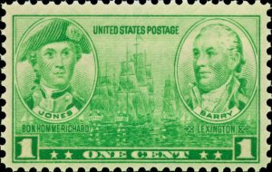 1936 1c John Paul Jones & John Barry, Army - Navy Scott 790 Mint F/VF NH