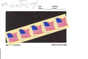 SC# 4186 / Flag $.41 Plate #P11111  / Coil strip of 5 / MNH