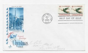 US 1276 (Me-5 var) 5c Christmas Angel pair FDC Artcraft Cachet Variety ECV$20.00