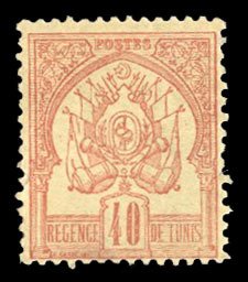 French Colonies, Tunisia #6 Cat$110, 1888 40c red, hinged