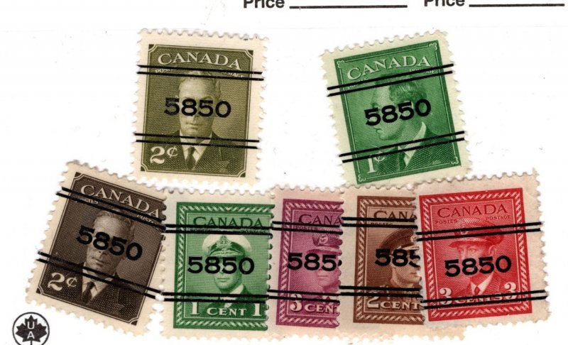 Canada Precancel Collection of 7 Stamps 5850 Cancel