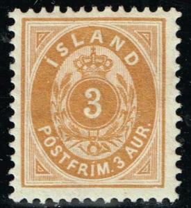 Iceland 21(Fa 20) - Large Numeral / 3 Aur/Orange - Mint - F/VF - CV$175.00