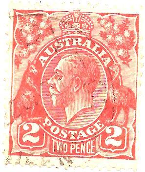 Australian King George V 1934-2 pence Scarlet SM Watermark MH SG 99; Scott 71 (R