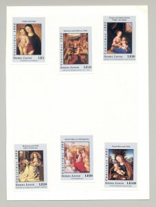 Sierra Leone #1584-98 Christmas Art 12v & 3v S/S Imperf Proofs on 4v Cards