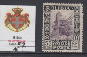 Italy Libia n. 52 cv 1200$ - WITH CERTIFICATE - Fine centered - MH*