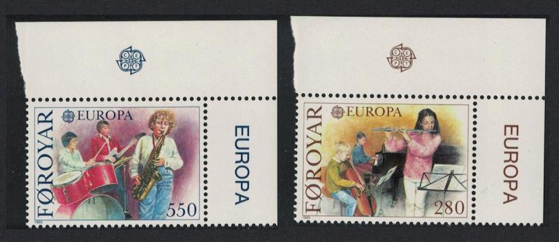 Faroe Is. Music Europa CEPT issue 1985 2v Top Right Corners SG#113-114