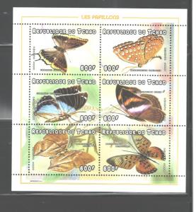 CHAD 1998  BUTTERFLIES SHEET of 6 #772 MNH