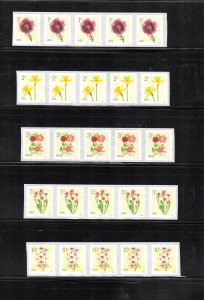 US #5902-5906 2024 Low Value Flowers 1c 2c 3c 5c 10c PNC5s MNH