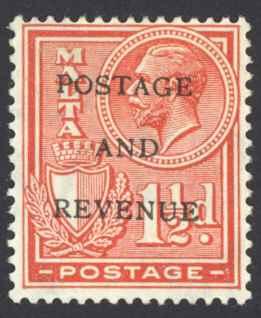 Malta Sc# 153 MH 1928 1½p Overprint