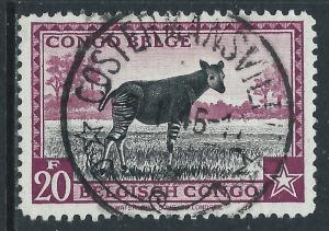 Belgian Congo, Sc #206, 20fr, Used