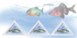 Guinea - Fish - 3 Stamp  Sheet  - 7B-1557