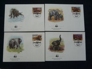 WWF elephant set of 4 FDC Uganda 1983 (-50% for 10 sets or more)
