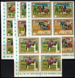 Equatorial Guinea 1972 Sc#72146/52 MUNICH OLYMPICS V   EQUESTRIAN BLOCK OF 4 MNH