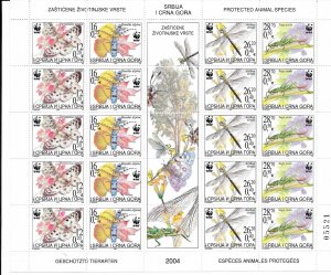 Serbia and Montenegro #229 a-d  Insects  sheet of 25  2004  MNH