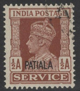 INDIA-PATIALA SGO72 1939 ½a RED-BROWN USED 